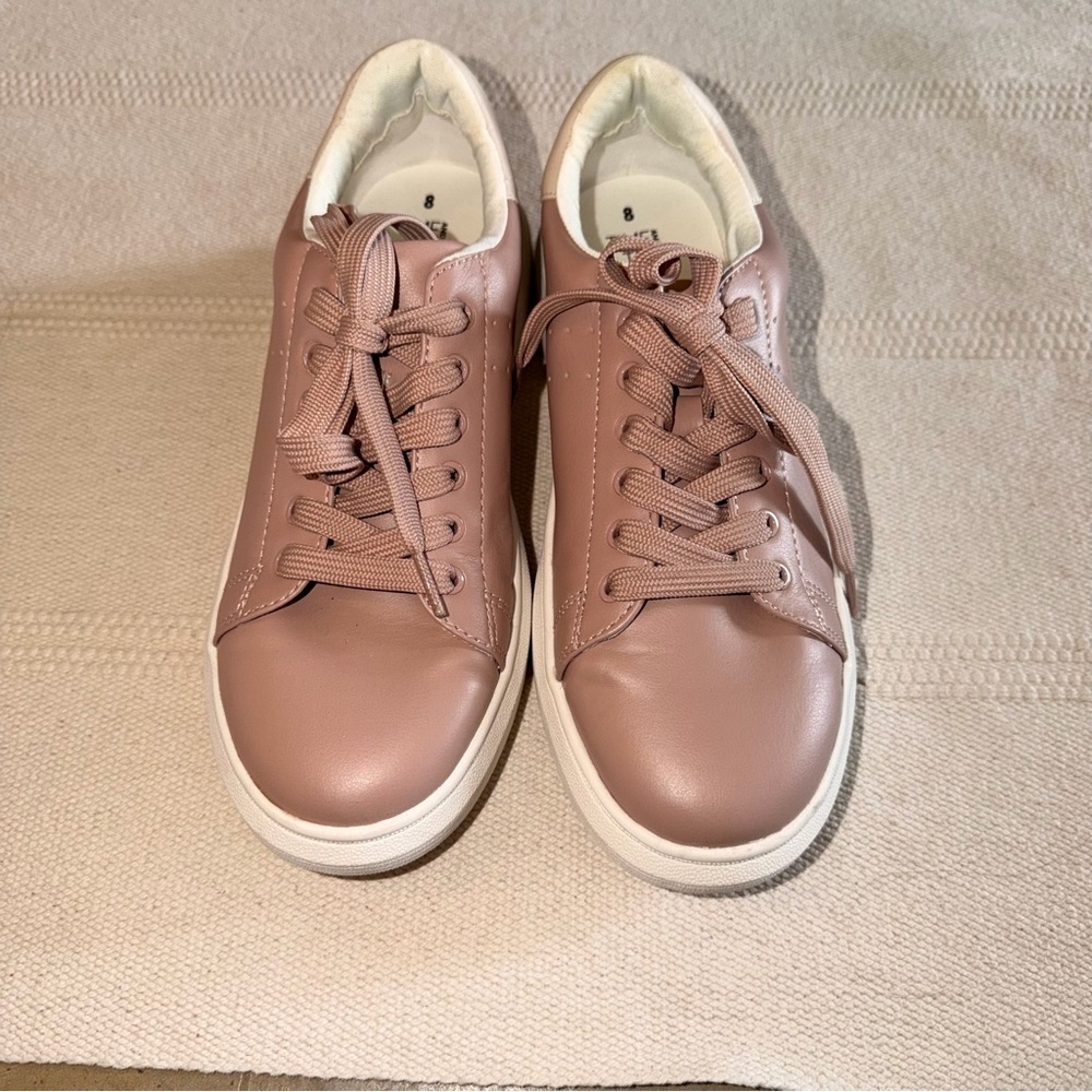 Time and Tru Pink Faux Leather Sneakers Low Top Shoes Size 8